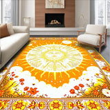 Ultra Soft Area Rug, Non Slip, Stain Resistant, Washable Area Rugs for Living Room, Bedroom, Whimsical Sun and Moon Embellishments(Orange)