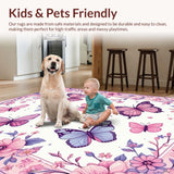 Ultra Soft Area Rug, Non Slip, Stain Resistant, Washable Area Rugs for Living Room, Bedroom, Soft Pink Dreamy Nature Theme(Pink)
