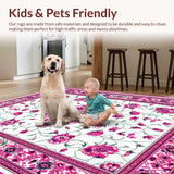 Ultra Soft Area Rug, Non Slip, Stain Resistant, Washable Area Rugs for Living Room, Bedroom, Charming Scalloped Pastel Motif(White)
