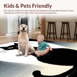 Ultra Soft Area Rug, Non Slip, Stain Resistant, Washable Area Rugs for Living Room, Bedroom, Quirky Black Cat Graphic Elegance(Black)