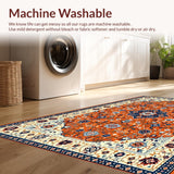 Ultra Soft Area Rug, Non Slip, Stain Resistant, Washable Area Rugs for Living Room, Bedroom, Whimsical Orange and Blue Palette(Orange)