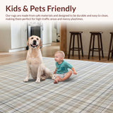 Ultra Soft Area Rug, Non Slip, Stain Resistant, Washable Area Rugs for Living Room, Bedroom, Stylish Fringed Vintage Motif(Beige)