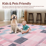 Ultra Soft Area Rug, Non Slip, Stain Resistant, Washable Area Rugs for Living Room, Bedroom, Enchanting Colorful 3D Landscape(Pink)