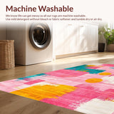 Ultra Soft Area Rug, Non Slip, Stain Resistant, Washable Area Rugs for Living Room, Bedroom, Artful Fluid Color Composition(Pink)