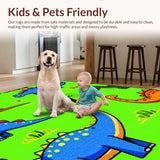 Ultra Soft Area Rug, Non Slip, Stain Resistant, Washable Area Rugs for Living Room, Bedroom, Interactive Child-Friendly Dinosaur Design(Green)