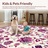 Ultra Soft Area Rug, Non Slip, Stain Resistant, Washable Area Rugs for Living Room, Bedroom, Whimsical Creamy Blossom Arrangement(Ivory)