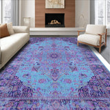 Ultra Soft Area Rug, Non Slip, Stain Resistant, Washable Area Rugs for Living Room, Bedroom, Vibrant Vintage Abstract Pattern(Blue)