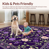 Ultra Soft Area Rug, Non Slip, Stain Resistant, Washable Area Rugs for Living Room, Bedroom, Dynamic Colorful Geometric Play(Purple)