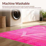 Ultra Soft Area Rug, Non Slip, Stain Resistant, Washable Area Rugs for Living Room, Bedroom, Vibrant Soft Curved Patterns(Pink)