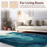 Ultra Soft Area Rug, Non Slip, Stain Resistant, Washable Area Rugs for Living Room, Bedroom, Ocean Depths Runner Rug Featuring Soft Non-Slip Octopus and Whale Silhouettes(Blue)