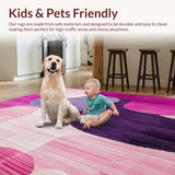Ultra Soft Area Rug, Non Slip, Stain Resistant, Washable Area Rugs for Living Room, Bedroom, Artistic Washable Area Rug Featuring Soft Pinks and Deep Purples(Pink)
