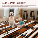 Ultra Soft Area Rug, Non Slip, Stain Resistant, Washable Area Rugs for Living Room, Bedroom, Rustic Southwest Geometric Motif(Brown)