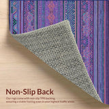Ultra Soft Area Rug, Non Slip, Stain Resistant, Washable Area Rugs for Living Room, Bedroom, Eclectic Multi-Hued Ethnic Motif(Purple)