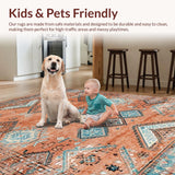 Ultra Soft Area Rug, Non Slip, Stain Resistant, Washable Area Rugs for Living Room, Bedroom, Cozy Earthy Tiled Aesthetic(Orange)