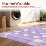 Ultra Soft Area Rug, Non Slip, Stain Resistant, Washable Area Rugs for Living Room, Bedroom, Vibrant Cozy Tiled Design Element(Purple)