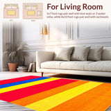 Ultra Soft Area Rug, Non Slip, Stain Resistant, Washable Area Rugs for Living Room, Bedroom, Vibrant Contemporary Wave Pattern(Red)