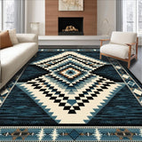 Ultra Soft Area Rug, Non Slip, Stain Resistant, Washable Area Rugs for Living Room, Bedroom, Retro Diamond Checkered Aesthetic(Blue)