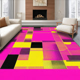Ultra Soft Area Rug, Non Slip, Stain Resistant, Washable Area Rugs for Living Room, Bedroom, Lively Memphis Inspired Patterns(Pink)