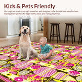 Ultra Soft Area Rug, Non Slip, Stain Resistant, Washable Area Rugs for Living Room, Bedroom, Whimsical Colorful Easter Aesthetic(Pink)