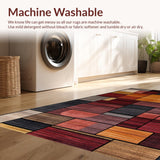 Ultra Soft Area Rug, Non Slip, Stain Resistant, Washable Area Rugs for Living Room, Bedroom, Rustic Earthy Geometric Motif(Brown)