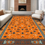 Ultra Soft Area Rug, Non Slip, Stain Resistant, Washable Area Rugs for Living Room, Bedroom, Bold Retro Ethnic Print Statement(Orange)