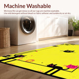 Ultra Soft Area Rug, Non Slip, Stain Resistant, Washable Area Rugs for Living Room, Bedroom, Contemporary Minimalist Cat Emblem Style(Yellow)