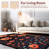 Ultra Soft Area Rug, Non Slip, Stain Resistant, Washable Area Rugs for Living Room, Bedroom, Ethereal Floral Ghost Motif(Red)