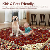 Ultra Soft Area Rug, Non Slip, Stain Resistant, Washable Area Rugs for Living Room, Bedroom, Sophisticated Rich Toned Lattice Style(Red)