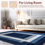 Ultra Soft Area Rug, Non Slip, Stain Resistant, Washable Area Rugs for Living Room, Bedroom, Stylish Blue Tone Canvas(Blue)