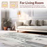 Ultra Soft Area Rug, Non Slip, Stain Resistant, Washable Area Rugs for Living Room, Bedroom, Abstract Grey and Cream Tumble Pattern Rug with Distressed Tribal Motifs(Gray)
