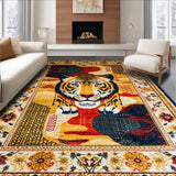 Ultra Soft Area Rug, Non Slip, Stain Resistant, Washable Area Rugs for Living Room, Bedroom, Artful Rustic Animal Print(Red)