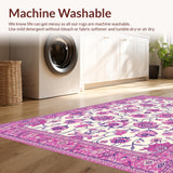 Ultra Soft Area Rug, Non Slip, Stain Resistant, Washable Area Rugs for Living Room, Bedroom, Whimsical Floral Boho Aesthetic(Ivory)