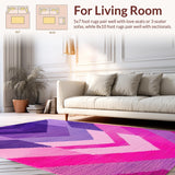 Ultra Soft Area Rug, Non Slip, Stain Resistant, Washable Area Rugs for Living Room, Bedroom, Vivid Colorful Tiled Motif(Purple)