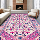 Ultra Soft Area Rug, Non Slip, Stain Resistant, Washable Area Rugs for Living Room, Bedroom, Lively Multicolor Organic Shapes(Pink)