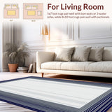 Ultra Soft Area Rug, Non Slip, Stain Resistant, Washable Area Rugs for Living Room, Bedroom, Sophisticated Modern Ogee Motif(Gray)