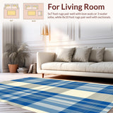 Ultra Soft Area Rug, Non Slip, Stain Resistant, Washable Area Rugs for Living Room, Bedroom, Rustic Warm Earthy Check Pattern(Beige)