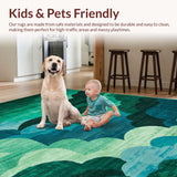 Ultra Soft Area Rug, Non Slip, Stain Resistant, Washable Area Rugs for Living Room, Bedroom, Charming Earthy Toned Patterned Mat(Green)