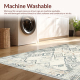 Ultra Soft Area Rug, Non Slip, Stain Resistant, Washable Area Rugs for Living Room, Bedroom, Artistic Cream and Gray Geometry(Beige)
