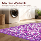 Ultra Soft Area Rug, Non Slip, Stain Resistant, Washable Area Rugs for Living Room, Bedroom, Artistic Abstract Floral Waves(Purple)