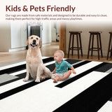 Ultra Soft Area Rug, Non Slip, Stain Resistant, Washable Area Rugs for Living Room, Bedroom, Chic Monochrome Striped Rug for Trendy Home Aesthetic(Black)