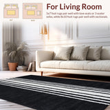 Ultra Soft Area Rug, Non Slip, Stain Resistant, Washable Area Rugs for Living Room, Bedroom, Dramatic Monochrome Zebra Print Rug With Bold Stripe Pattern for Vibrant Decor(Black)