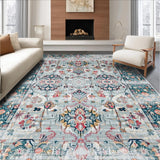 Ultra Soft Area Rug, Non Slip, Stain Resistant, Washable Area Rugs for Living Room, Bedroom, Rustic Silver Floral Texture(Gray)