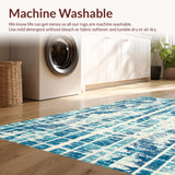 Ultra Soft Area Rug, Non Slip, Stain Resistant, Washable Area Rugs for Living Room, Bedroom, Modern Beach Area Rug with Unique Seahorse and Ocean Wave Motif(Blue)