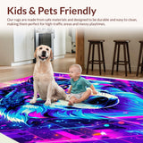 Ultra Soft Area Rug, Non Slip, Stain Resistant, Washable Area Rugs for Living Room, Bedroom, Charming Whimsical Animal Print(Purple)