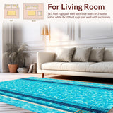 Ultra Soft Area Rug, Non Slip, Stain Resistant, Washable Area Rugs for Living Room, Bedroom, Sports Theme Non Slip Summer Doormat(Blue)