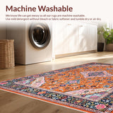 Ultra Soft Area Rug, Non Slip, Stain Resistant, Washable Area Rugs for Living Room, Bedroom, Unique Contemporary Linear Arrangement(Orange)