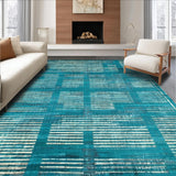 Ultra Soft Area Rug, Non Slip, Stain Resistant, Washable Area Rugs for Living Room, Bedroom, Teal Abstract Area Rug, Non-Slip(Blue)