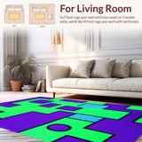 Ultra Soft Area Rug, Non Slip, Stain Resistant, Washable Area Rugs for Living Room, Bedroom, Charming Bright Abstract Elements(Purple)