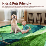 Ultra Soft Area Rug, Non Slip, Stain Resistant, Washable Area Rugs for Living Room, Bedroom, Charming Earthy Pastel Whirlwind Style(Green)