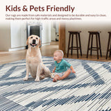Ultra Soft Area Rug, Non Slip, Stain Resistant, Washable Area Rugs for Living Room, Bedroom, Coastal Nautical Striped Aesthetic(Blue)